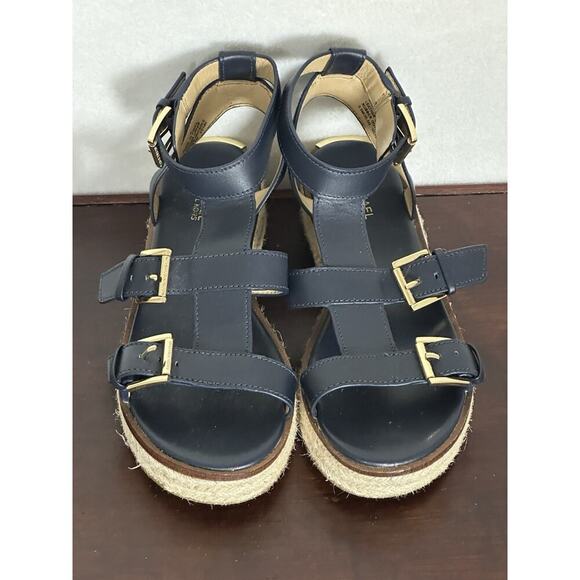 Michael Kors Cunningham Strappy Espadrille Sandal Women's 5.5M Black & Gold - Picture 1 of 9